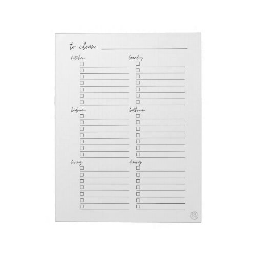 Cleaning To Do List by Room Notepad