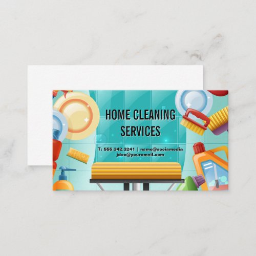 Cleaning Tools Background  House Maid Business Card