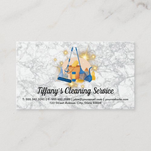 Cleaning Tools  Gold Sparkle  Marble Business Card