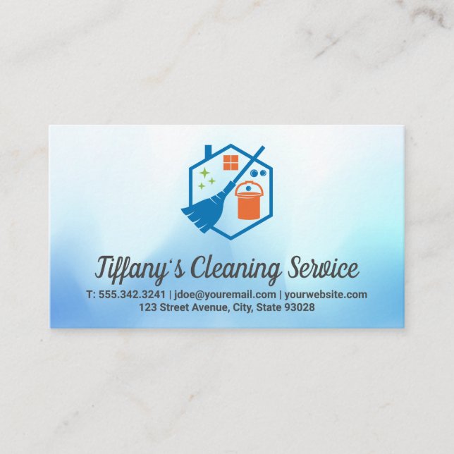 Cleaning Tools House Keeping Service Business Card (Front)