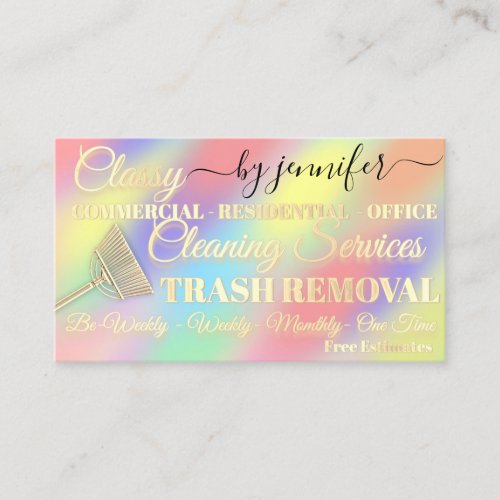 Cleaning Trash Removal Holograph Maid QR Code   Bu Business Card