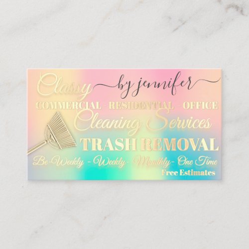 Cleaning Trash Removal Holographic Maid QR Code   Business Card
