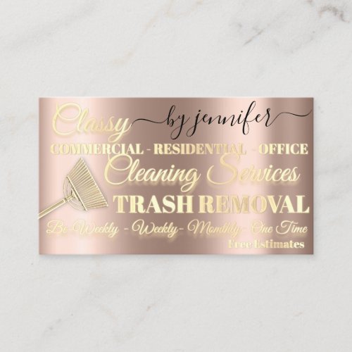 Cleaning Trash Removal Rose Maid QR Code  Business Card
