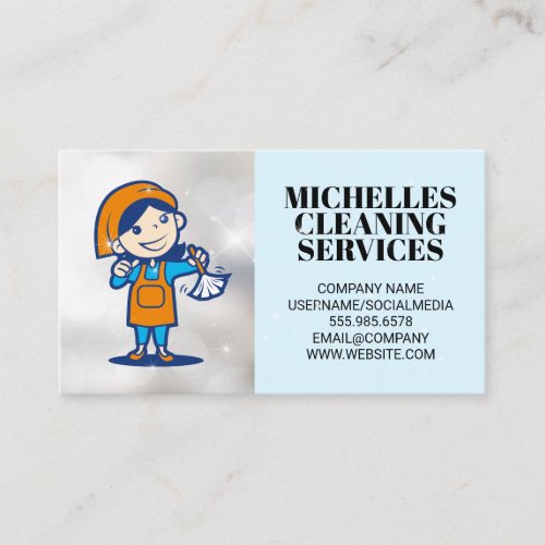 Cleaning Woman Logo  Home Services Business Card