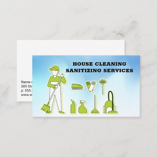 Cleaning Worker and Sanitizing Equipment Business Card