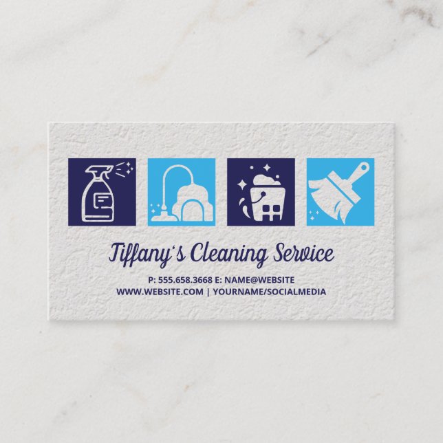 Cleanings Service Icons Business Card (Front)