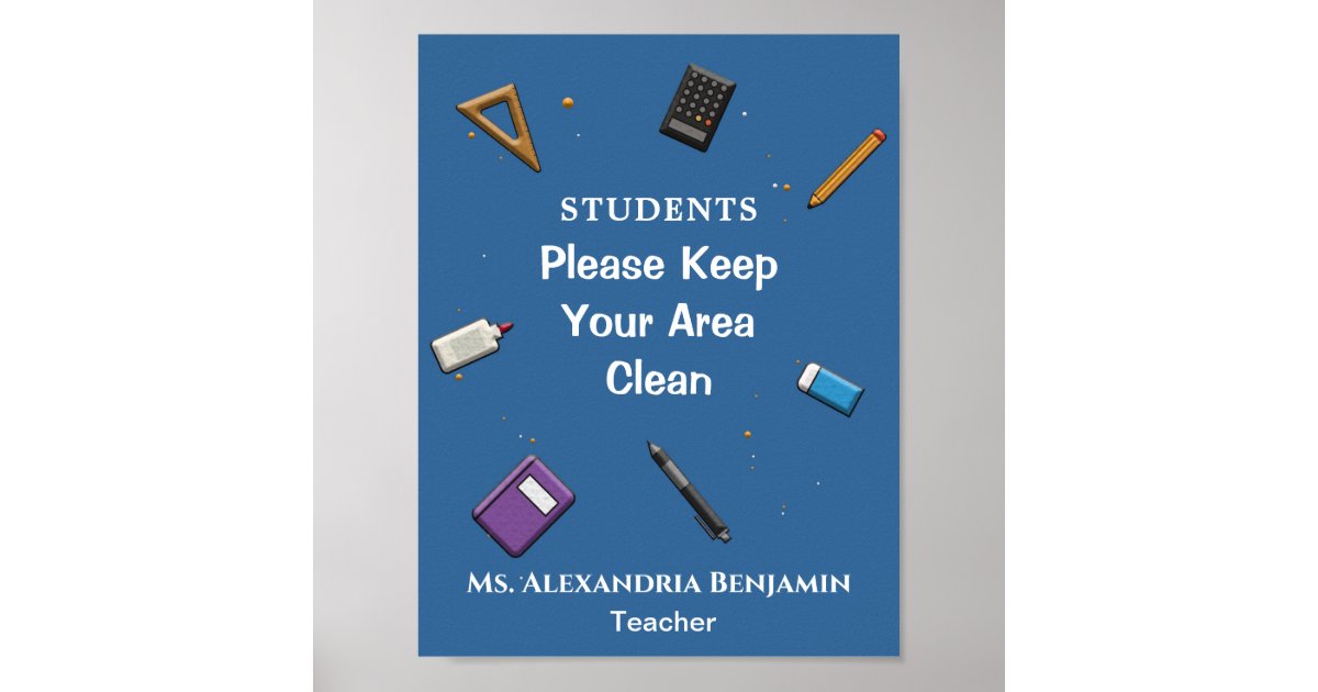 Cleanliness Keep Your Area Clean School Students Poster