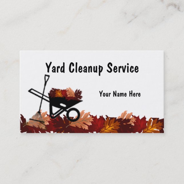 Cleanup Autumn Leave Raking Service Business Card (Front)
