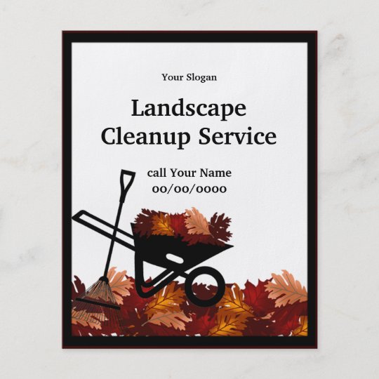 Cleanup Autumn Leave Raking Service Event Flyer
