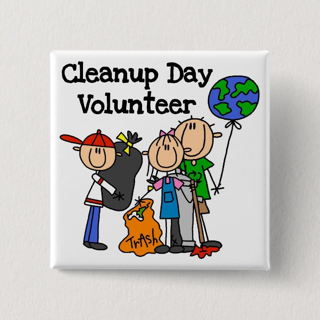 Cleanup Day Volunteer T-shirts and Gifts Button (Front)