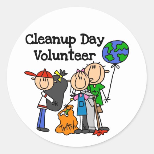 Cleanup Day Volunteer T_shirts and Gifts Classic Round Sticker