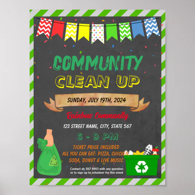 Cleanup in the Community school template Poster | Zazzle