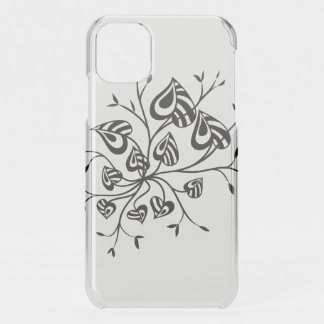 Clear Abstract Floral Tattoo With Pointy Leaves iPhone 11 Case