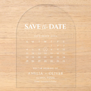 Clear Acrylic Arch Calendar Modern Save The Date