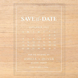 Clear Acrylic Calendar Minimalist Save the Date