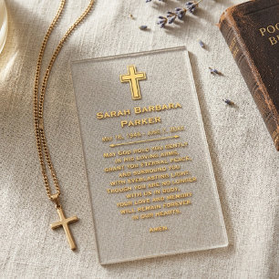 Clear Acrylic Cross Funeral Prayer Wallet Size Business Cards