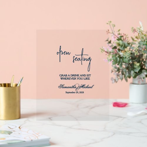 Clear Acrylic Open Seating Wedding Sign