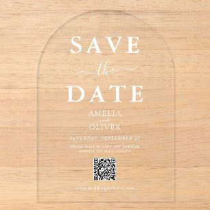 Clear Acrylic QR Code Wedding Save the Date Arch 