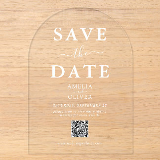Clear Acrylic QR Code Wedding Save the Date Arch