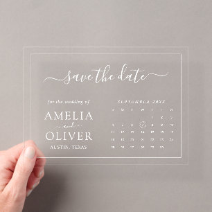 Clear Acrylic Save The Date Modern Chic Calendar 