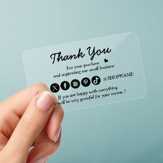 Clear Acrylic Thank You Card | Social Media Business Cards