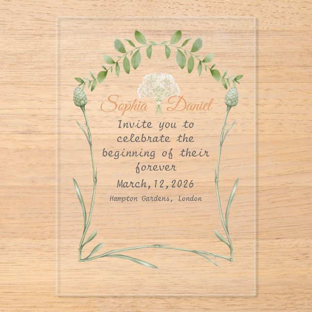 clear acrylic wedding invitation  (Front)