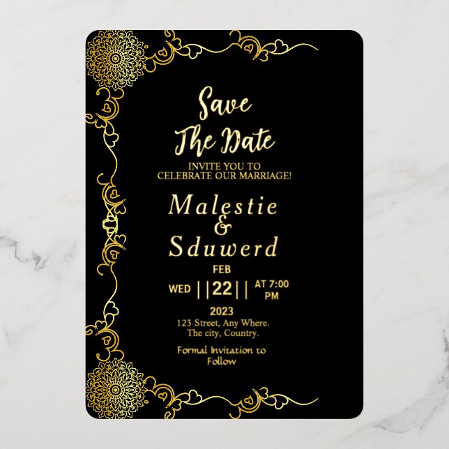 Clear Acrylic Wedding Luxury Save the Date Foil Invitation (Front)