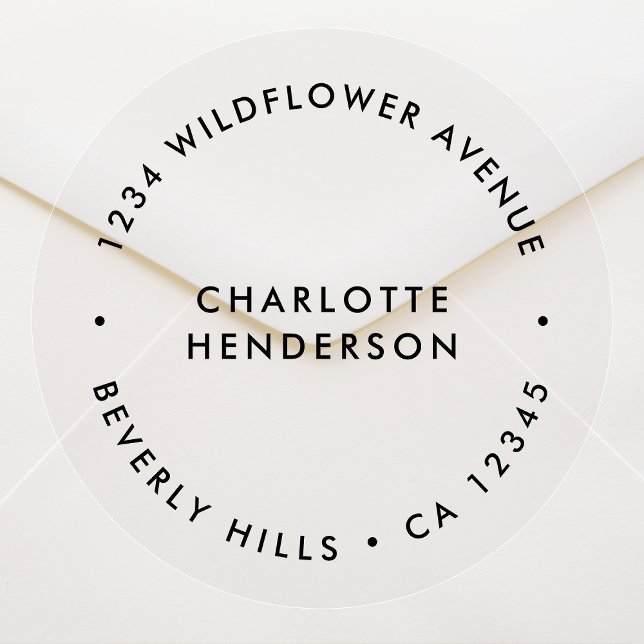 Clear Address Sticker Roll | Transparent Labels (Round return address sticker label envelope seals for everyday mailing, occasions & seasonal mail)