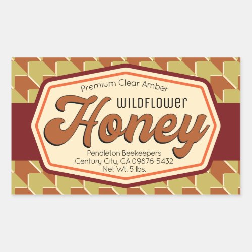 Clear Amber Wildflower Honey Jar Product Labels