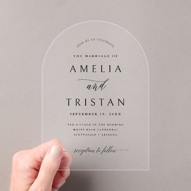 Clear Arch Wedding Calligraphy Invitation Card (Insitu (Handheld))