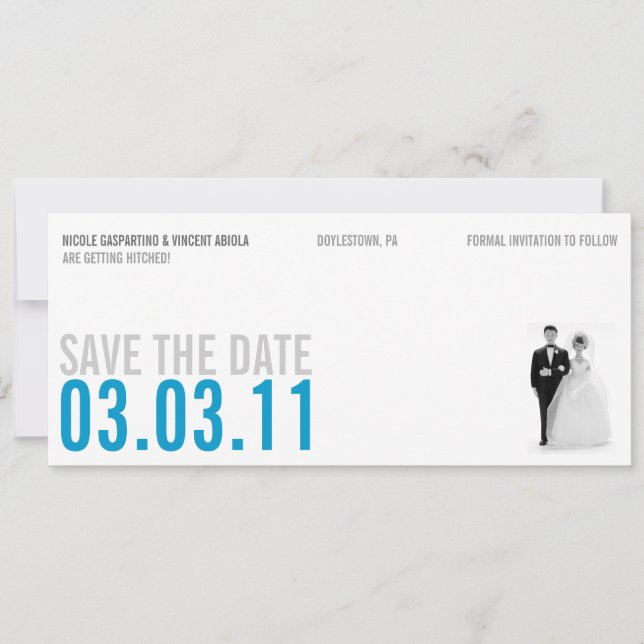 Clear Blue Kitsch Save The Date (Front)