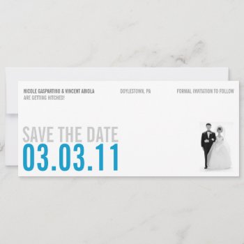 Clear Blue Kitsch Save The Date by starstreamdesign at Zazzle