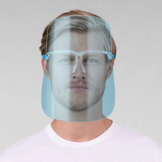 Clear Blue Modern Professional Simple Face Shield | Zazzle