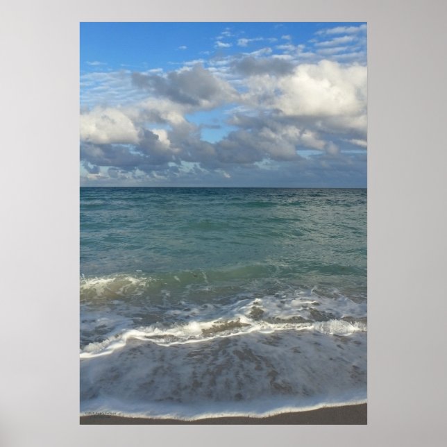 Clear Blue Ocean, Beach and Sky Poster (Front)