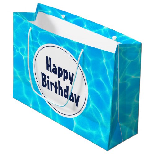 Clear Blue Pool Water Photo Birthday Large Gift Bag
