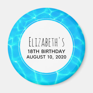 Clear Blue Pool Water Photo Birthday Magnet