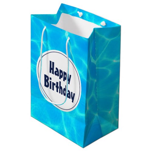 Clear Blue Pool Water Photo Birthday Medium Gift Bag