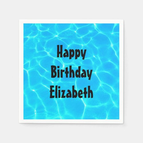 Clear Blue Pool Water Photo Birthday Napkins
