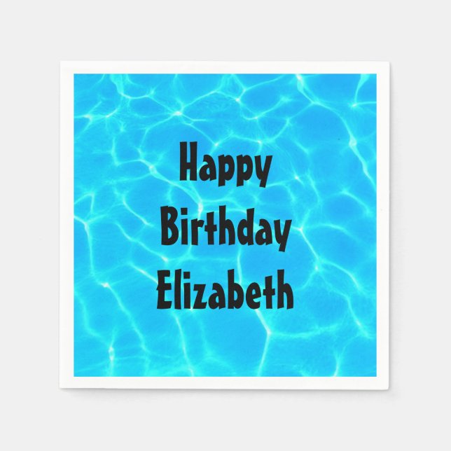 Clear Blue Pool Water Photo Birthday Napkins (Front)