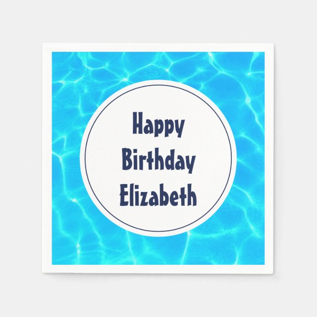 Clear Blue Pool Water Photo Birthday Napkins (Front)