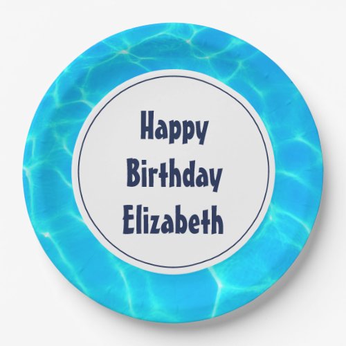 Clear Blue Pool Water Photo Birthday Paper Plates