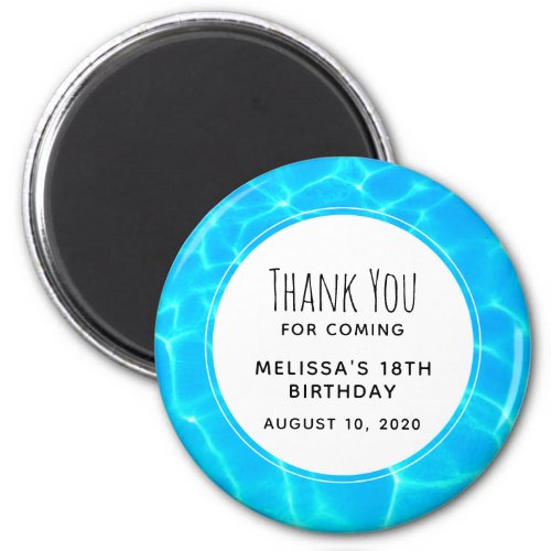 Clear Blue Pool Water Photo Birthday Thank You Magnet