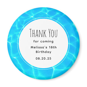 Clear Blue Pool Water Photo Birthday Thank You Magnet