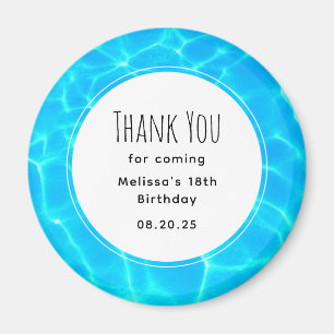 Clear Blue Pool Water Photo Birthday Thank You Magnet