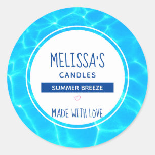 Clear Blue Pool Water Photo Candle / Soap Classic Round Sticker