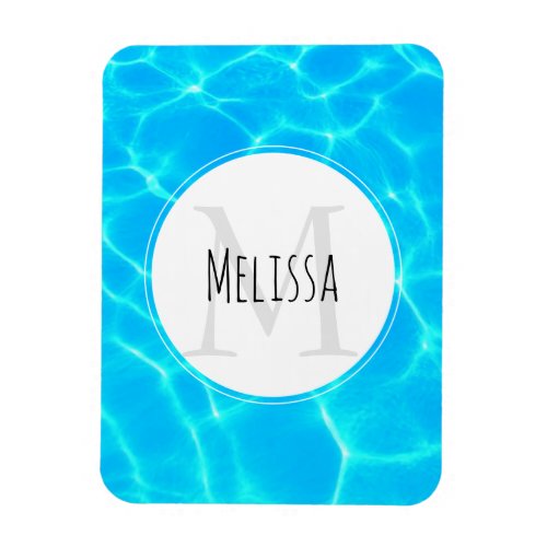 Clear Blue Pool Water Photo Monogram Magnet