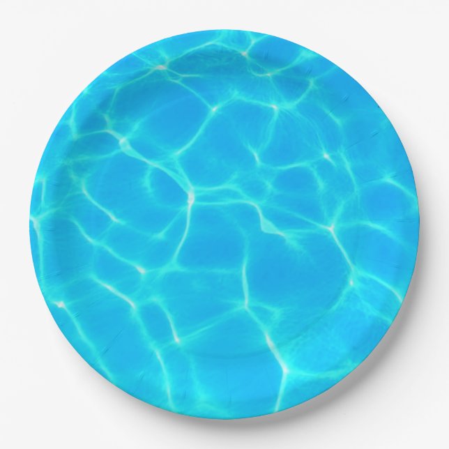 Clear Blue Pool Water Photo Paper Plates (Front)