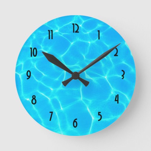 Clear Blue Pool Water Photo Round Clock