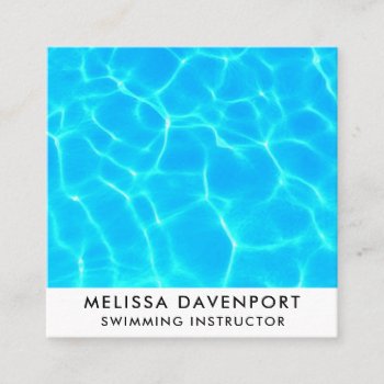 Clear Blue Pool Water Photo Square Business Card by Mirribug at Zazzle