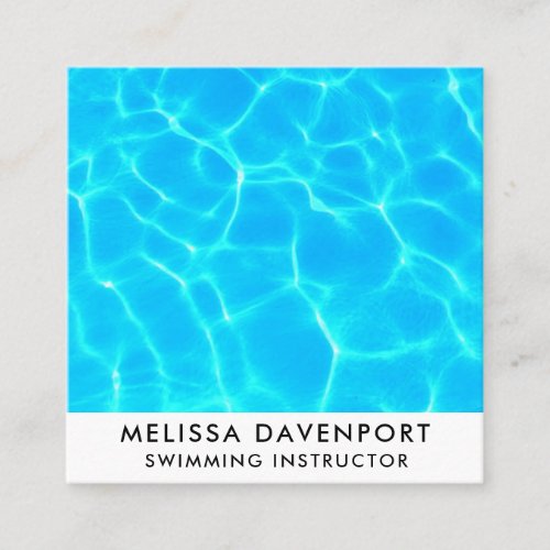 Clear Blue Pool Water Photo Square Business Card